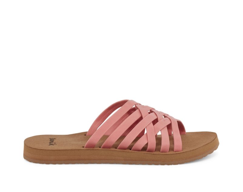 Sanuk Rio Slide Women\'s Sandals Pink / Brown | Canada 95CTV